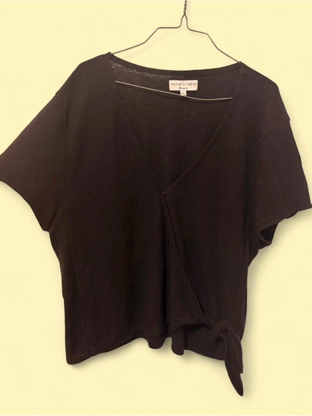 Madewell Black V-Neck Tie-Front Women's Top